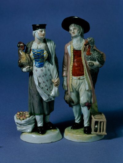 Paire de vendeurs de dindes, peut-être modelés par Jean-Jacob Louis (1703-72), Ludwigsburg, vers 1765 - German School